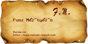 Fusz Mátyás névjegykártya